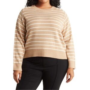 Tahari Saddle Striped Crew Neck Sweater Size 2X